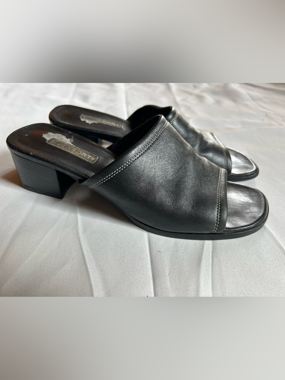 Rockport Black Block Heel Mules
